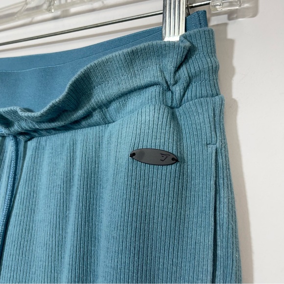 Gymshark Studio Pants Teal Ribbed Joggers Size S High Rise GLJG3691 Gym Lounge - Picture 8 of 15